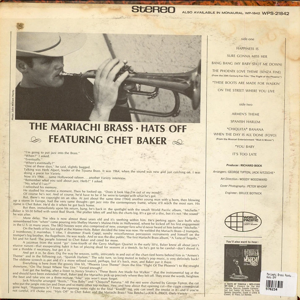 The Mariachi Brass Featuring Chet Baker - Hats Off