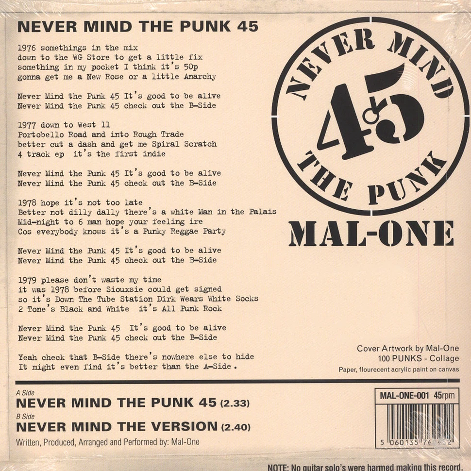 Mal-One - Never Mind The Punk 45