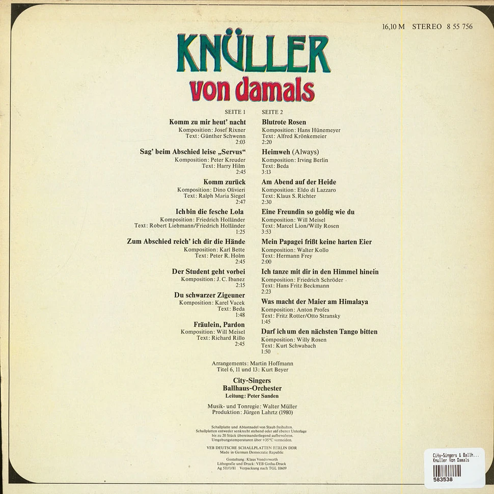 City-Singers, Ballhausorchester Kurt Beyer - Knüller Von Damals