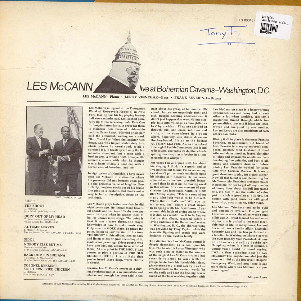 Les McCann - Live At Bohemian Caverns - Washington, D.C.