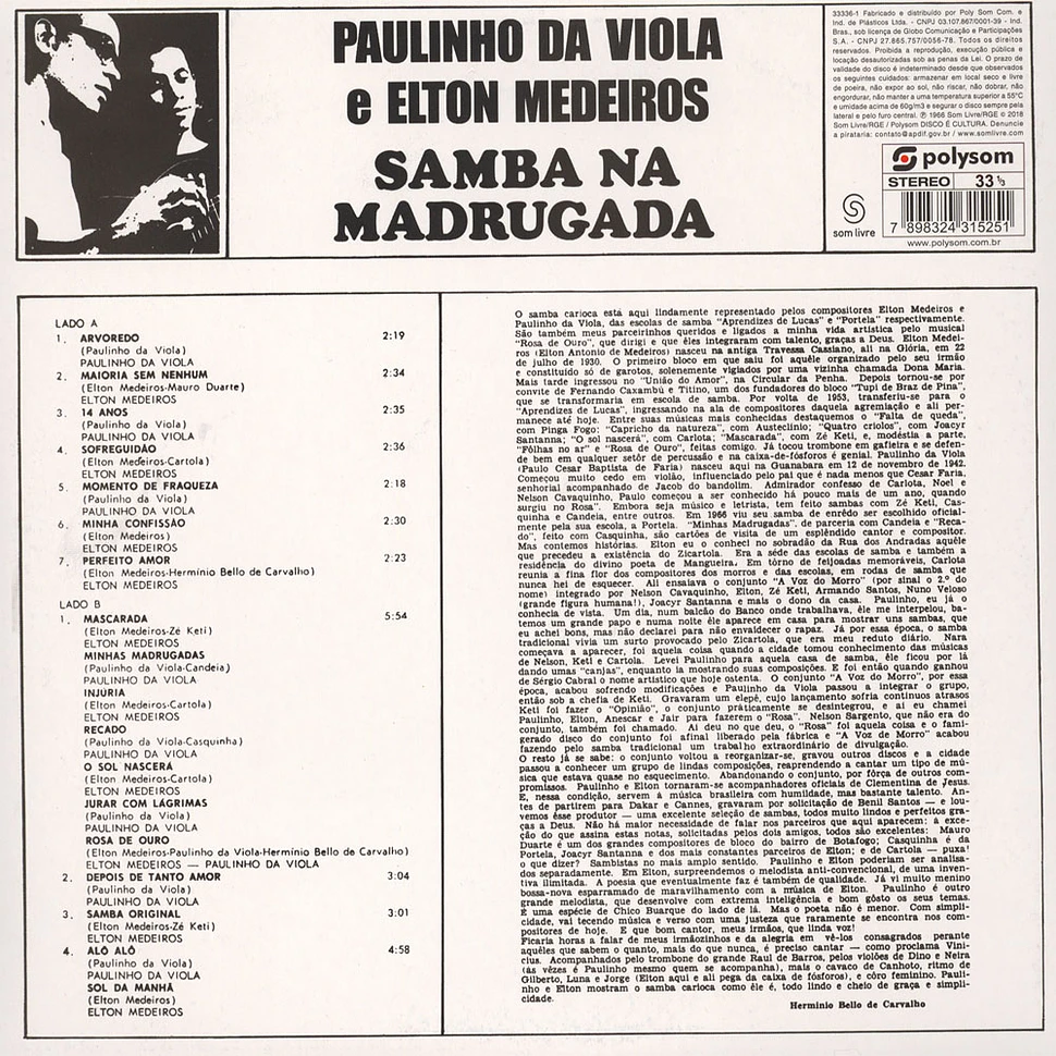 Paulinho Da Viola E Elton Medeiros - Samba Na Madrugada