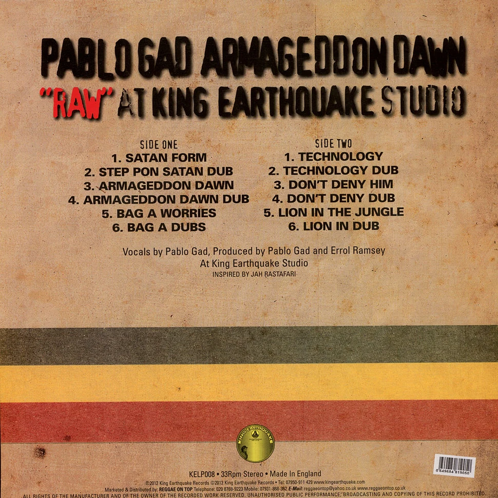 Pablo Gad - Armageddon Dawn "Raw" At King Earthquake Studio