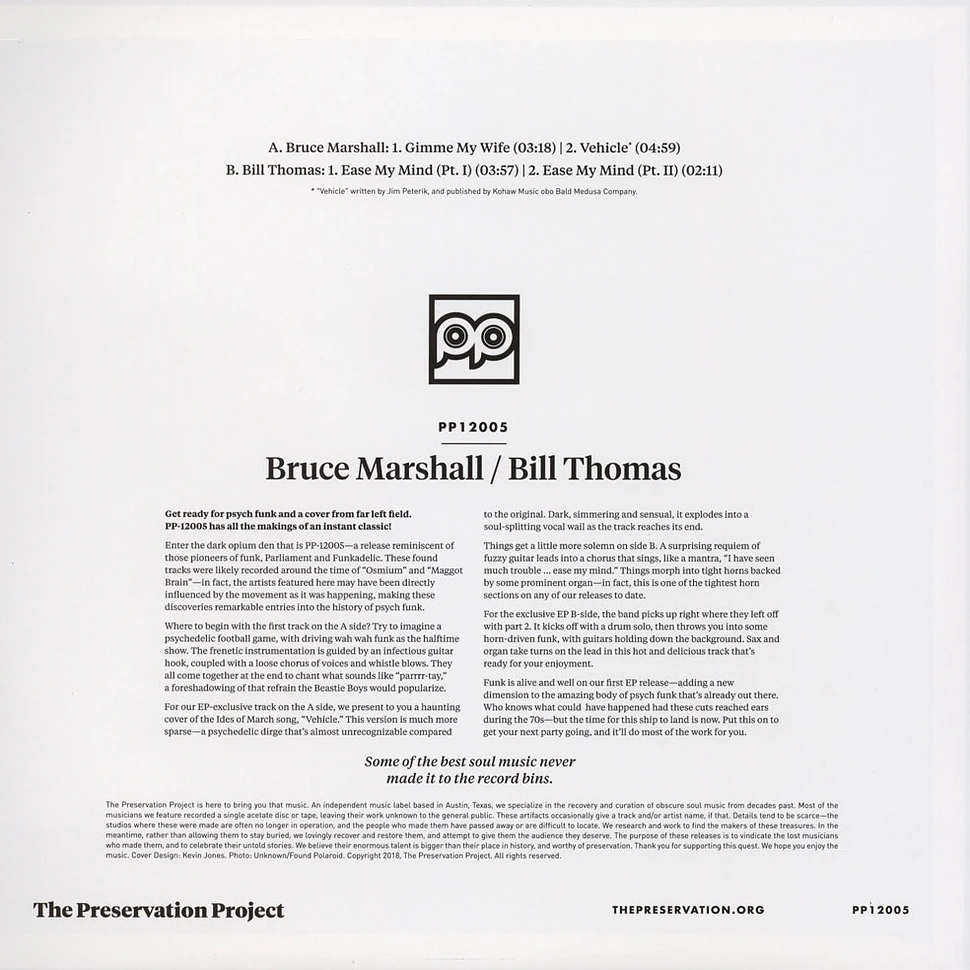 Bruce Marshall / Bill Thomas - The Bruce Marshall / Bill Thomas EP Black Vinyl Edition