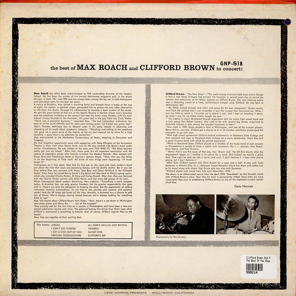 Clifford Brown And Max Roach - The Best Of Max Roach And Clifford Brown In Concert