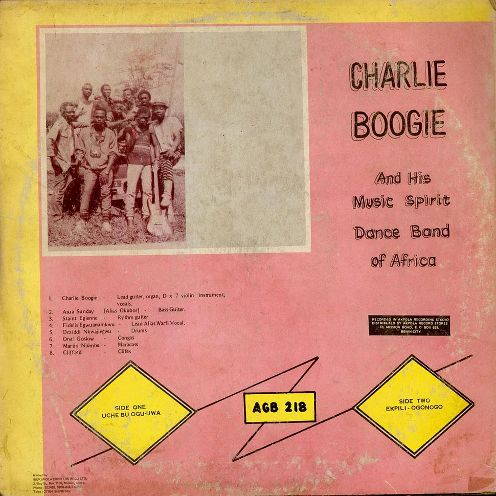 Charlie Boogie And His Music Spirit Dance Band Of Africa - Uche Bu Ogu-Uwa