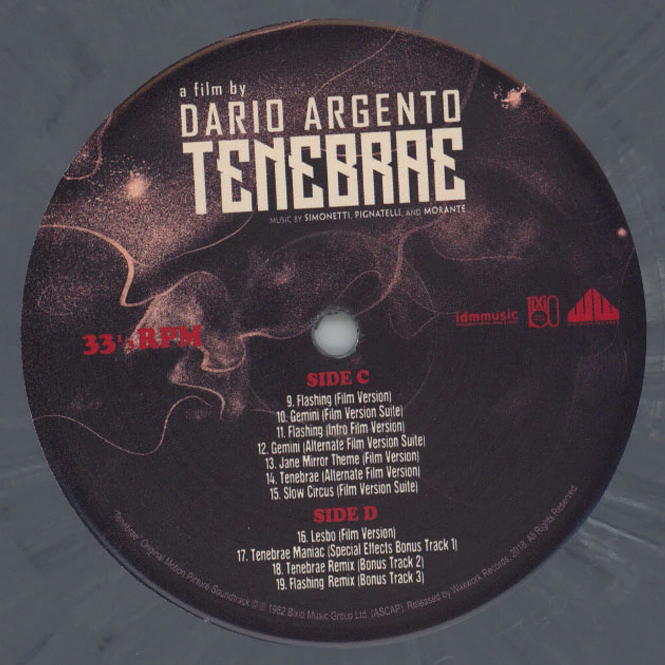 Claudio Simonetti, Fabio Pignatelli and Massimo Morante - OST Tenebrae Colored Vinyl Edition