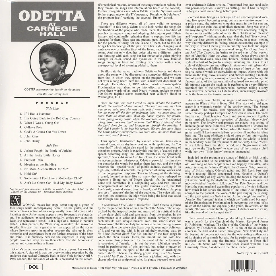 Odetta - Odetta At Carnegie Hall Gatefold Sleeve Edition