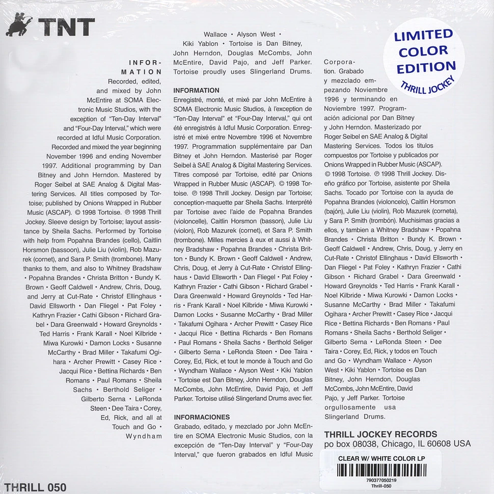 Tortoise - TNT Clear With High Melt White Vinyl Edition