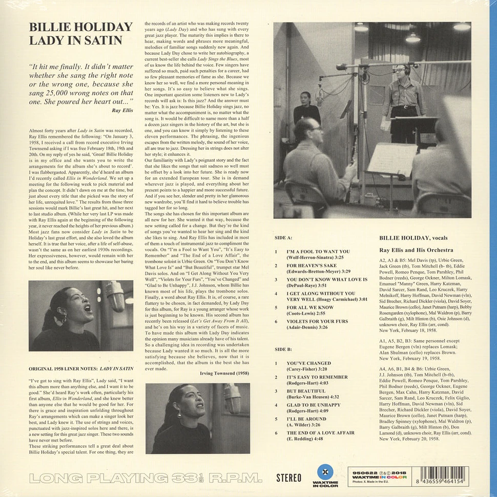 Billie Holiday - Lady In Satin Blue Vinyl Edition