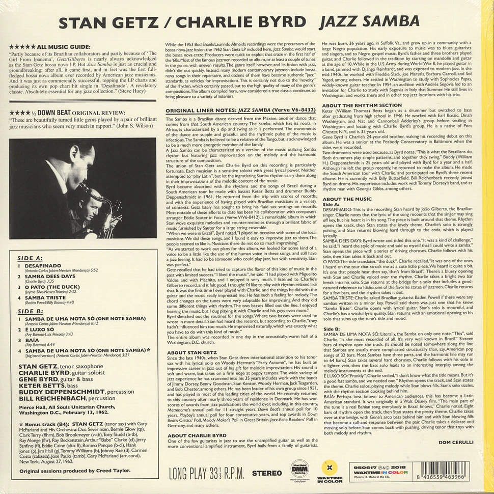 Stan Getz & Charlie Byrd - Jazz Samba Yellow Vinyl Edition