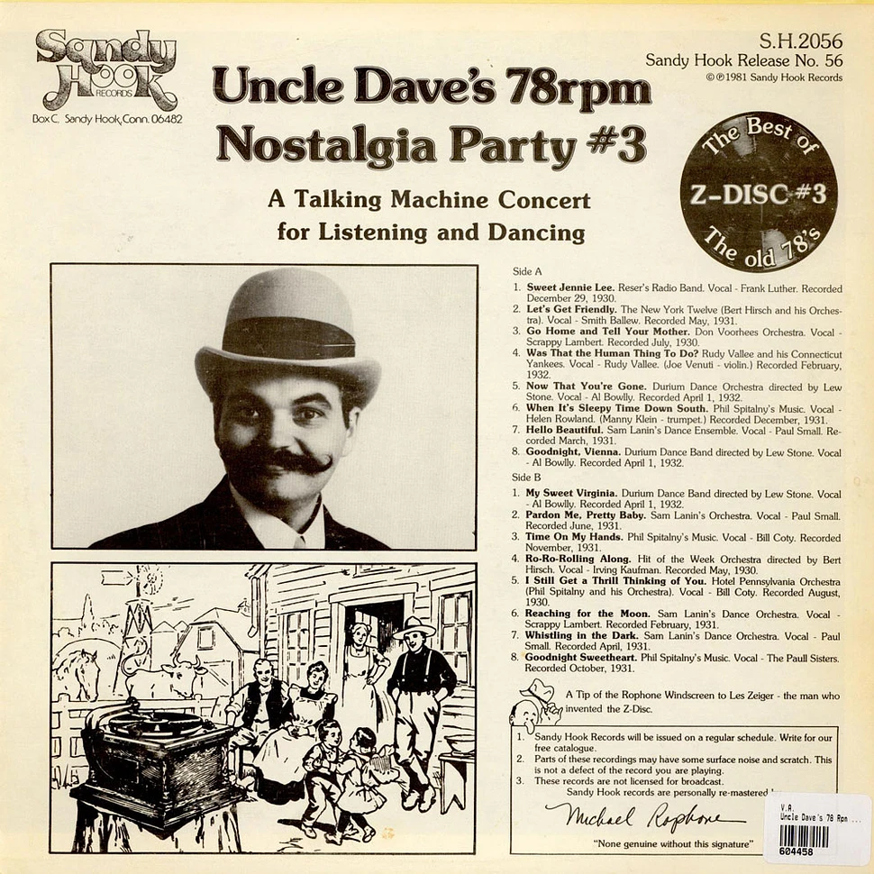 V.A. - Uncle Dave's 78 Rpm Nostalgia Party #3