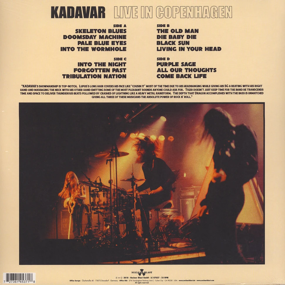Kadavar - Live In Copenhagen Black Vinyl Edition