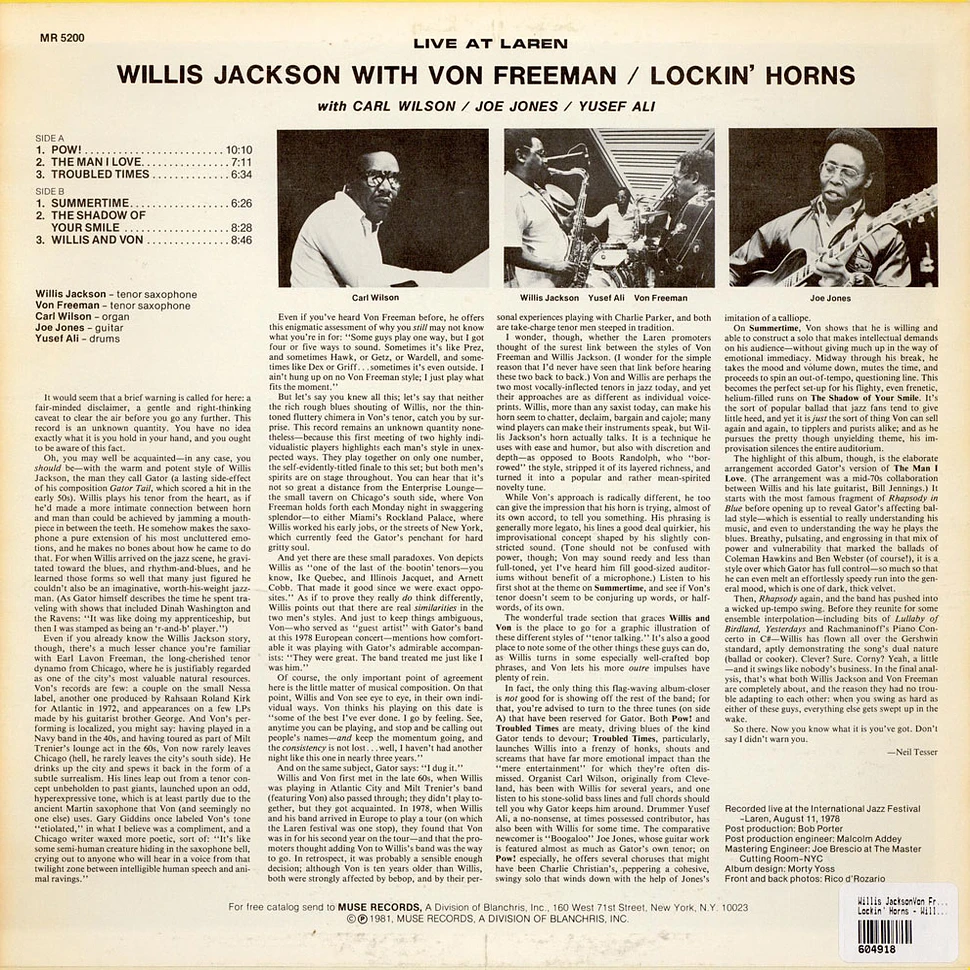 Willis Jackson, Von Freeman - Lockin' Horns - Willis & Von Live At Laren