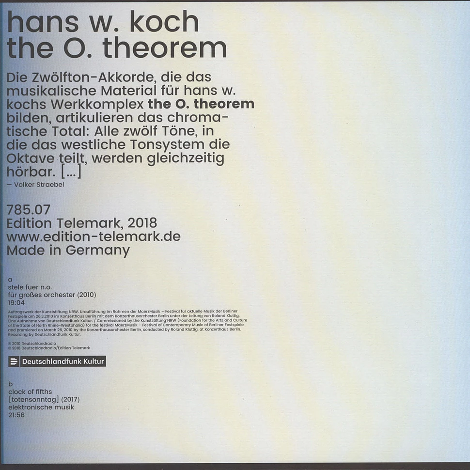 Hans W. Koch - The O. Theorem