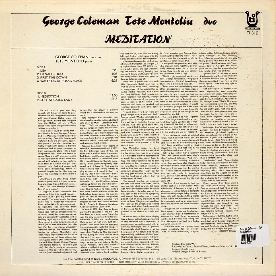 George Coleman - Tete Montoliu Duo - Meditation