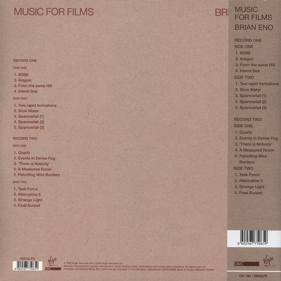 Brian Eno - Music For Films Limited Half Speed Mastered Edition