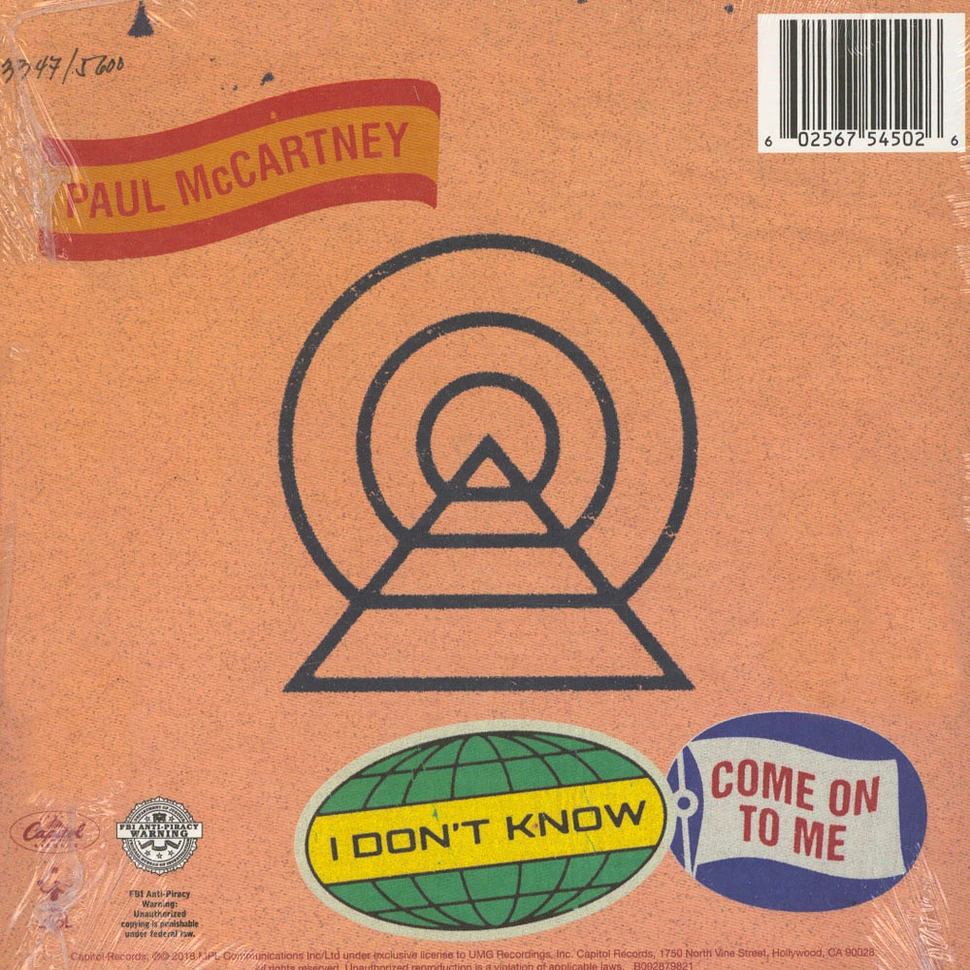 Paul McCartney - I Don't Know / Come On To Me Handnumbered Limited Edition