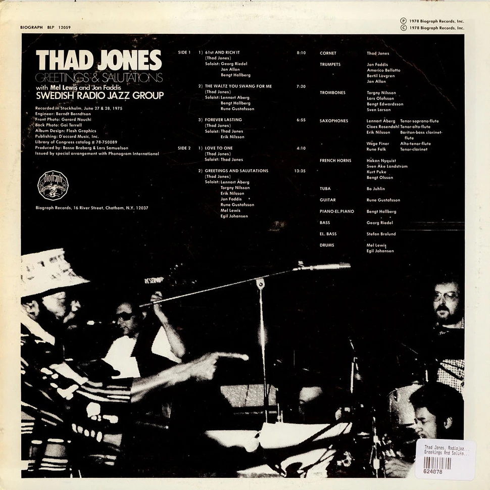 Thad Jones, Radiojazzgruppen Featuring Mel Lewis And Jon Faddis - Greetings And Salutations
