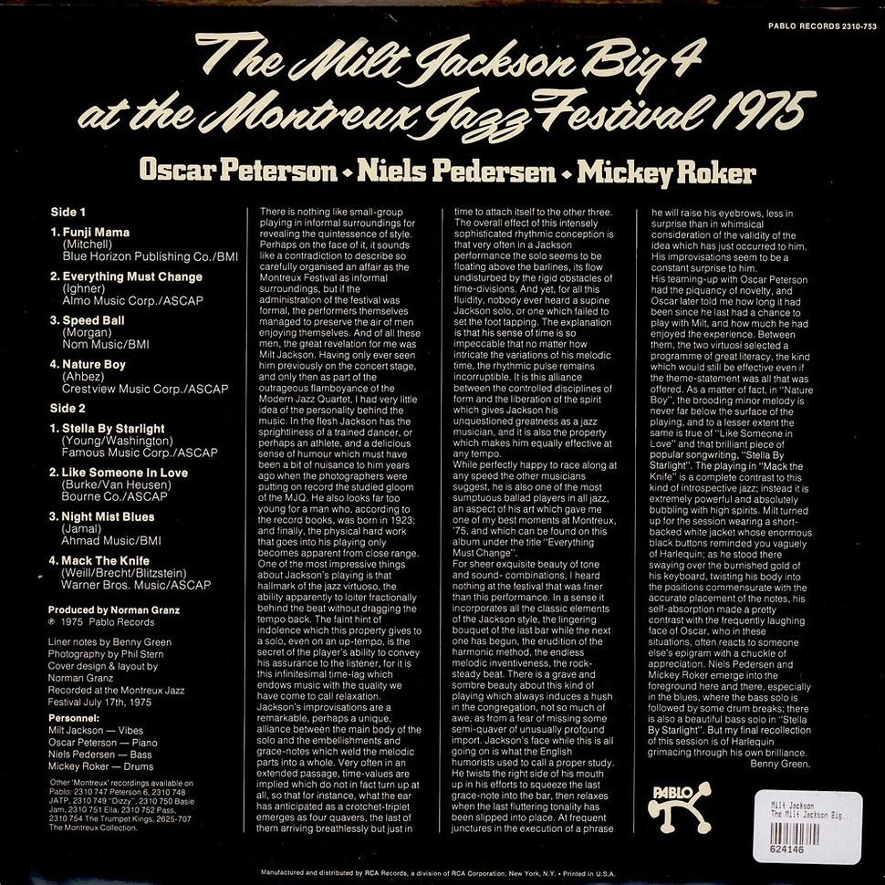 Milt Jackson - The Milt Jackson Big 4 At The Montreux Jazz Festival 1975