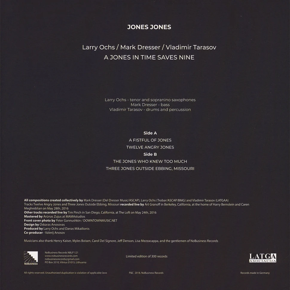 Jones Jones & Larry Ochs / Mark Dresser / Vladimir Tarasov - A Jones In Time Saves Nine