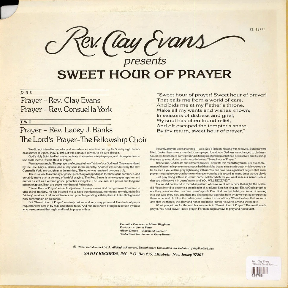 Rev. Clay Evans - Presents Sweet Hour Of Prayer. What A Fellowship Hour