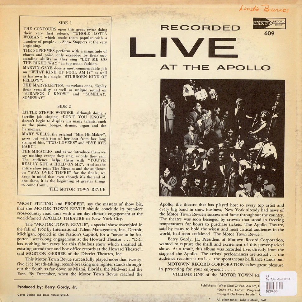 V.A. - The Motor-Town Revue Vol. 1 - Recorded Live At The Apollo
