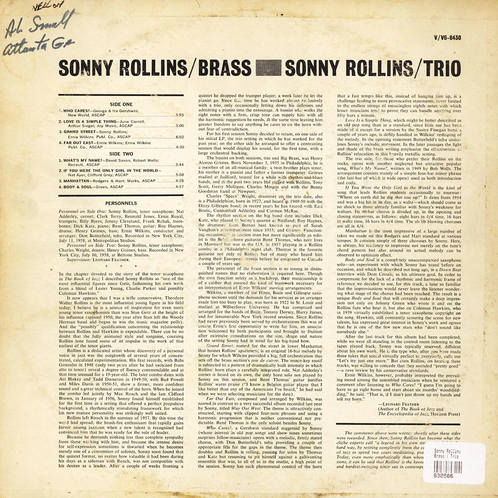 Sonny Rollins - Brass / Trio