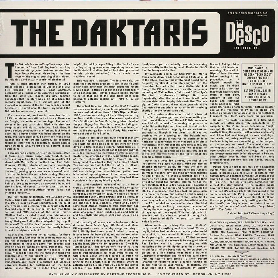 Daktaris - Soul Explosion Black Vinyl Edition