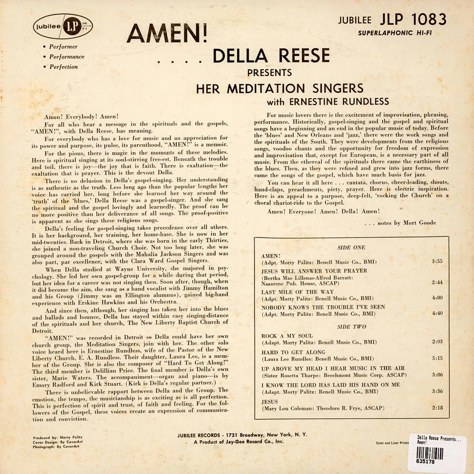 Della Reese Presents Her The Meditation Singers - Amen!