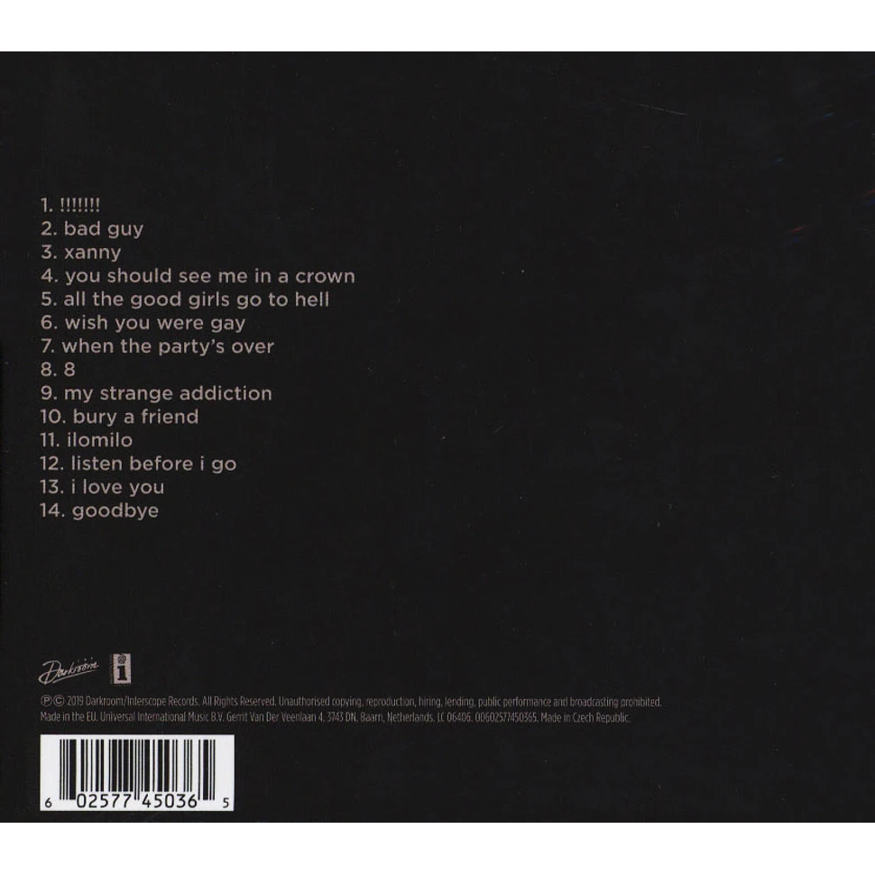 Billie Eilish - When We Fall Asleep, Where Do We Go? Deluxe Clamshell CD Box