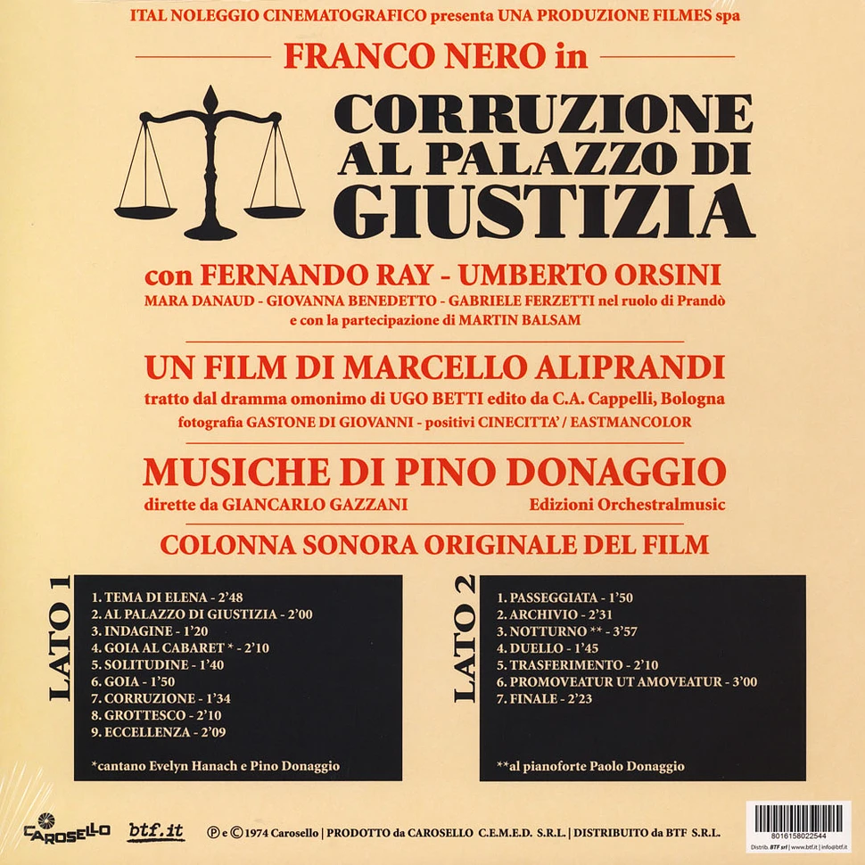 Pino Donaggio - OST Corruzione Al Palazzo Di Giustizia Colored Vinyl Record Store Day 2019 Edition