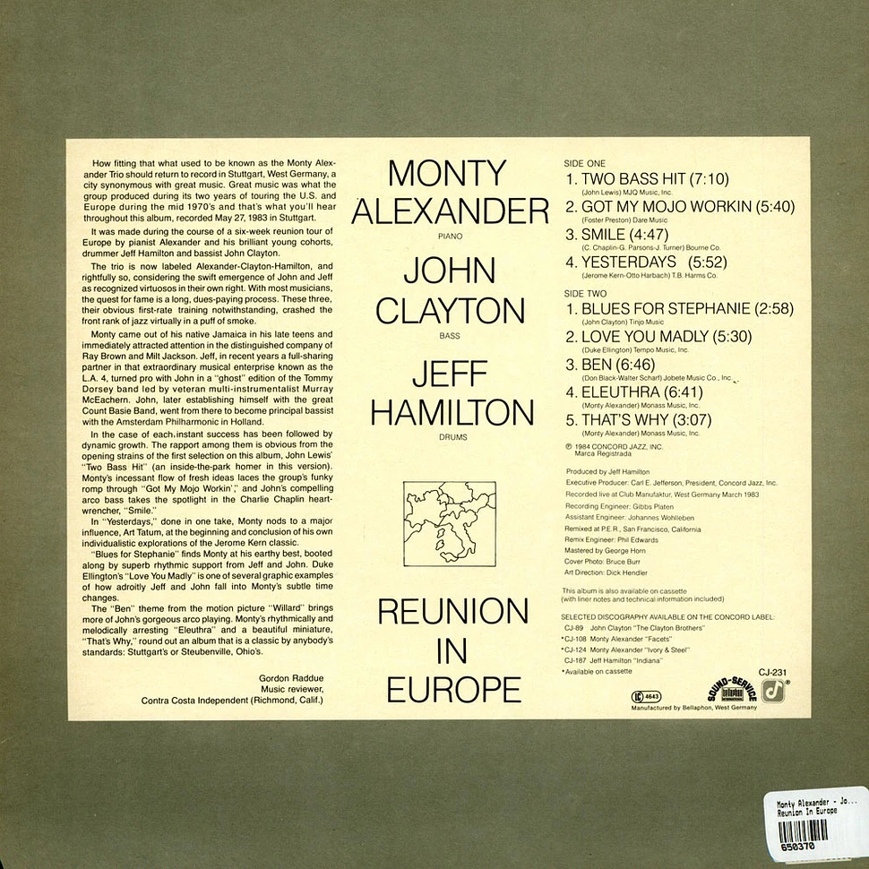 Monty Alexander - John Clayton - Jeff Hamilton - Reunion In Europe