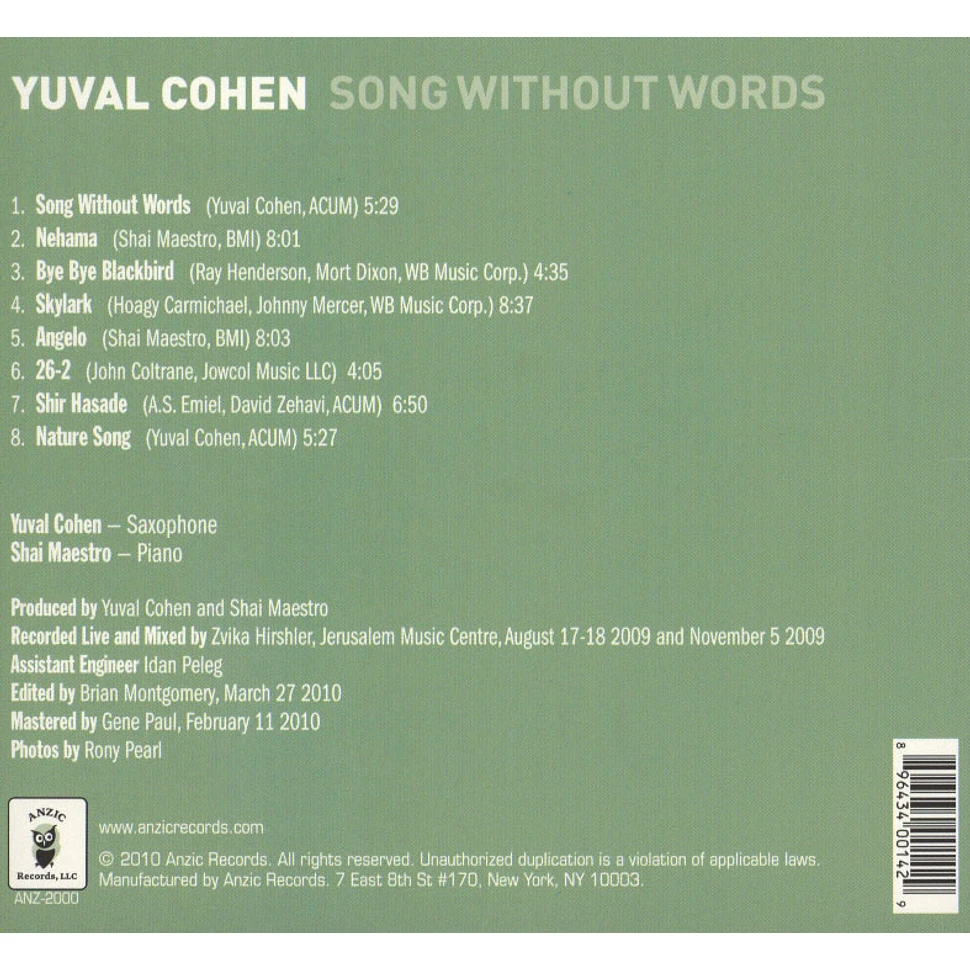Yuval Cohen - Song Without Words