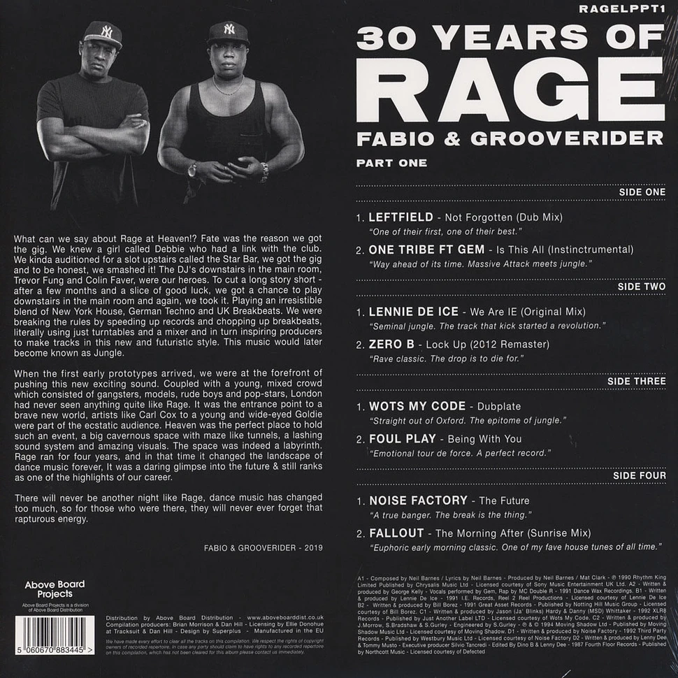 Fabio & Grooverider - 30 Years Of Rage Part 1