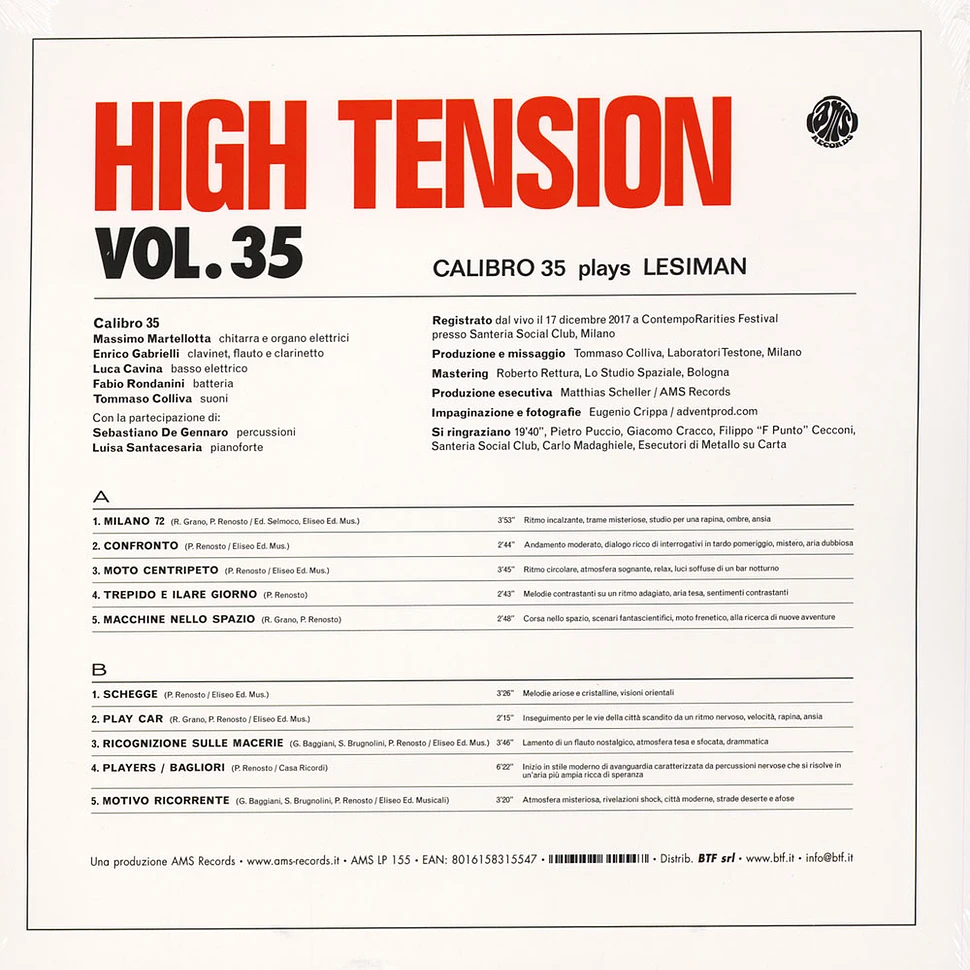 Calibro 35 - High Tension Volume 35 Calibro 35 Plays Lesiman Black Vinyl Edition