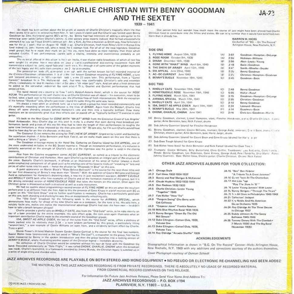 Charlie Christian Live! With The Benny Goodman Sextet - 1940.