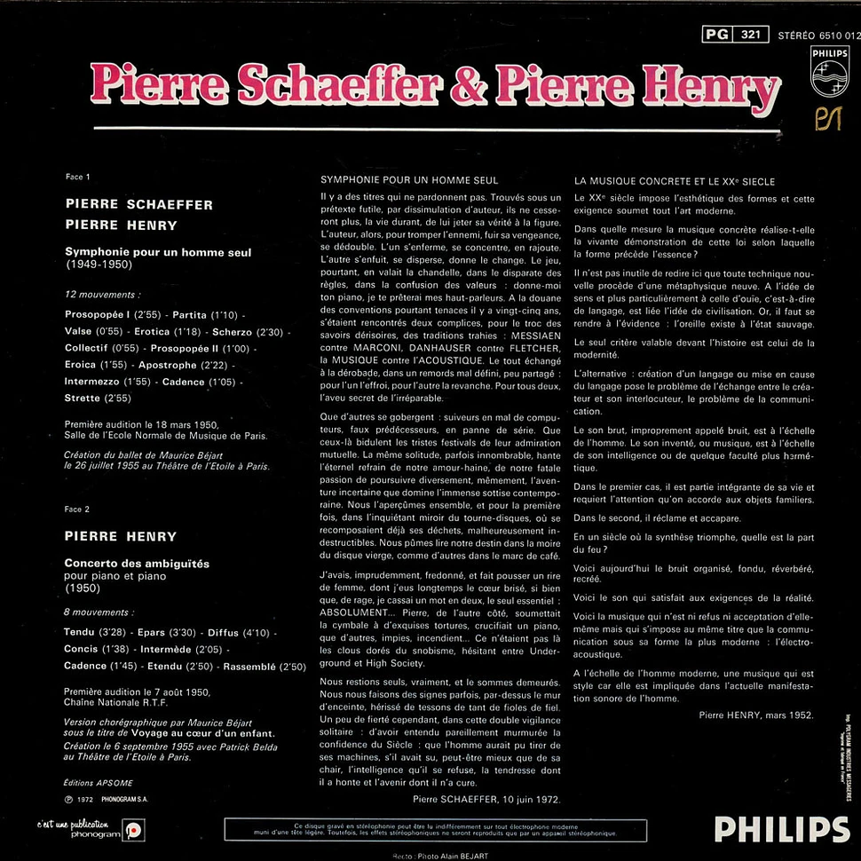 Pierre Schaeffer / Pierre Henry - Symphonie Pour Un Homme Seul / Concerto Des Ambiguïtés