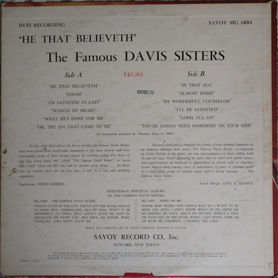 The Davis Sisters - He That Believeth