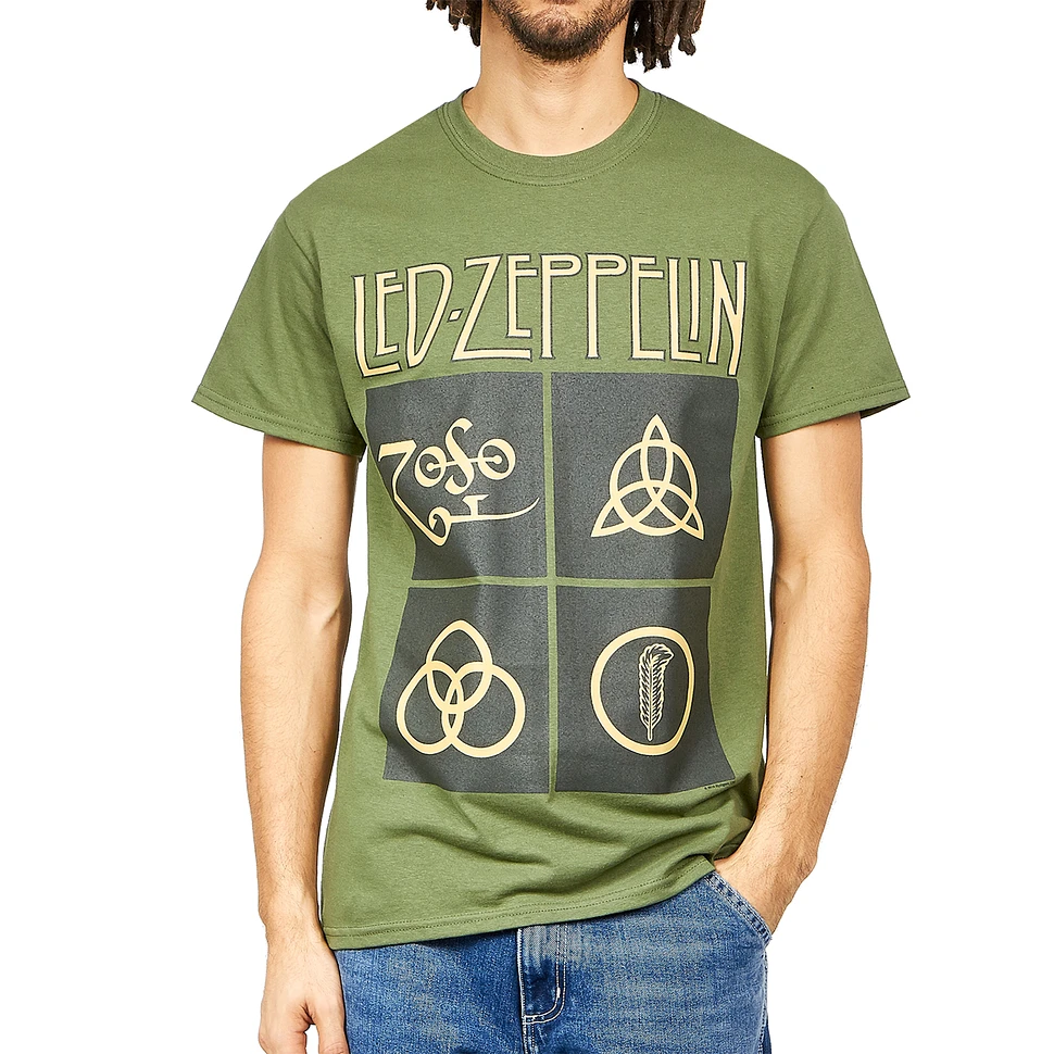Led Zeppelin - Gold Symbols In Black Square T-Shirt