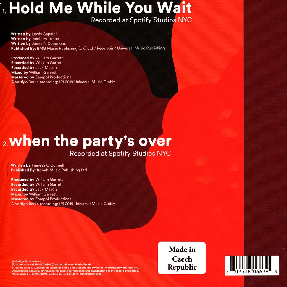 Lewis Capaldi - Hold Me While You Wait / When The Partys Over Black Friday Record Store Day 2019 Edition