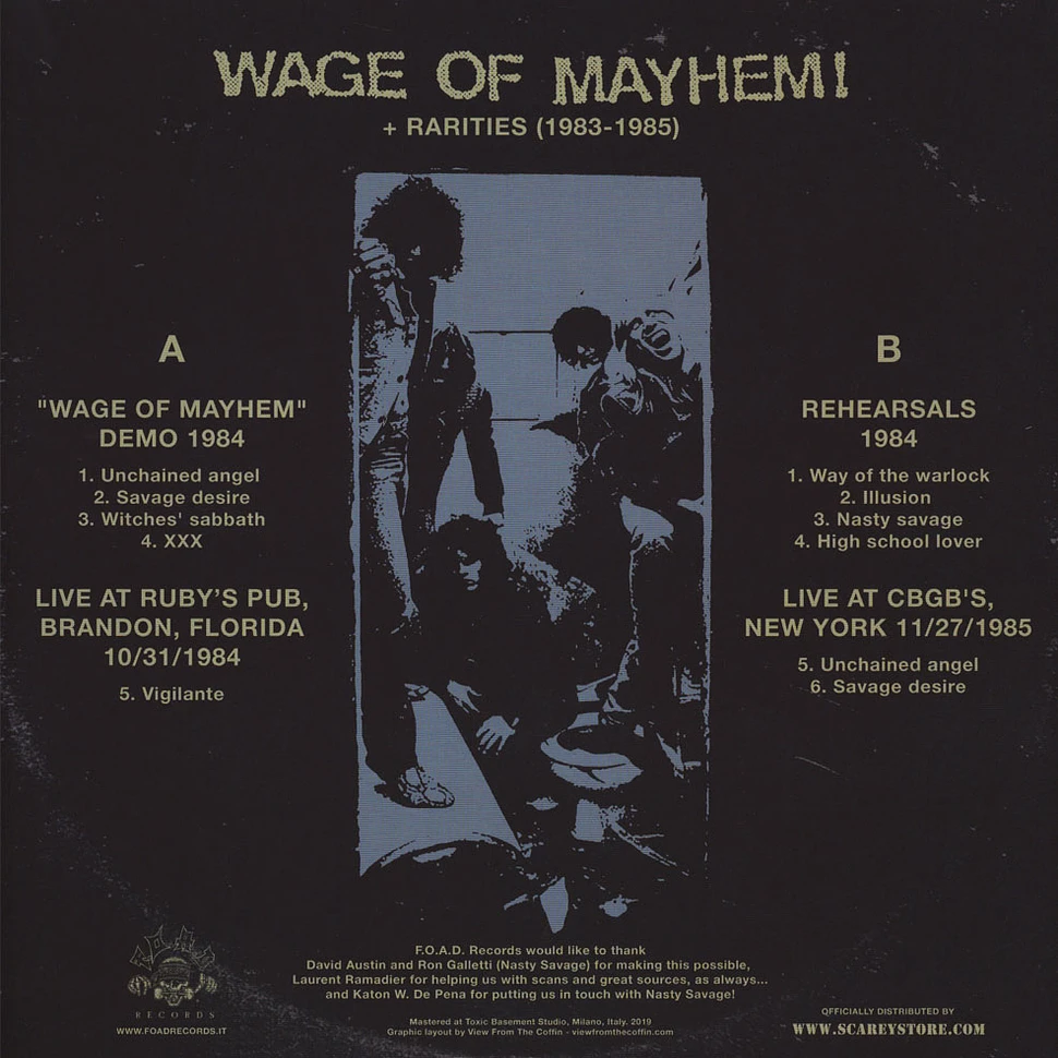 Nasty Savage - Wage Of Mayhem Rarities 1983/1985