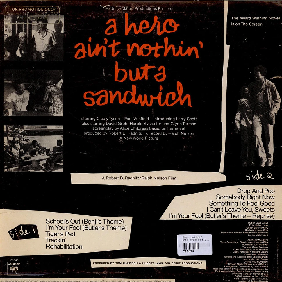 Hubert Laws Group - OST A Hero Ain't Nothin' But A Sandwich