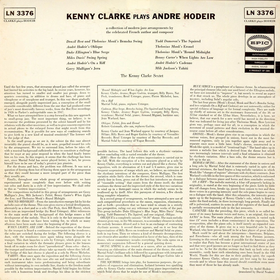 Kenny Clarke's Sextet - Kenny Clarke Plays André Hodeir