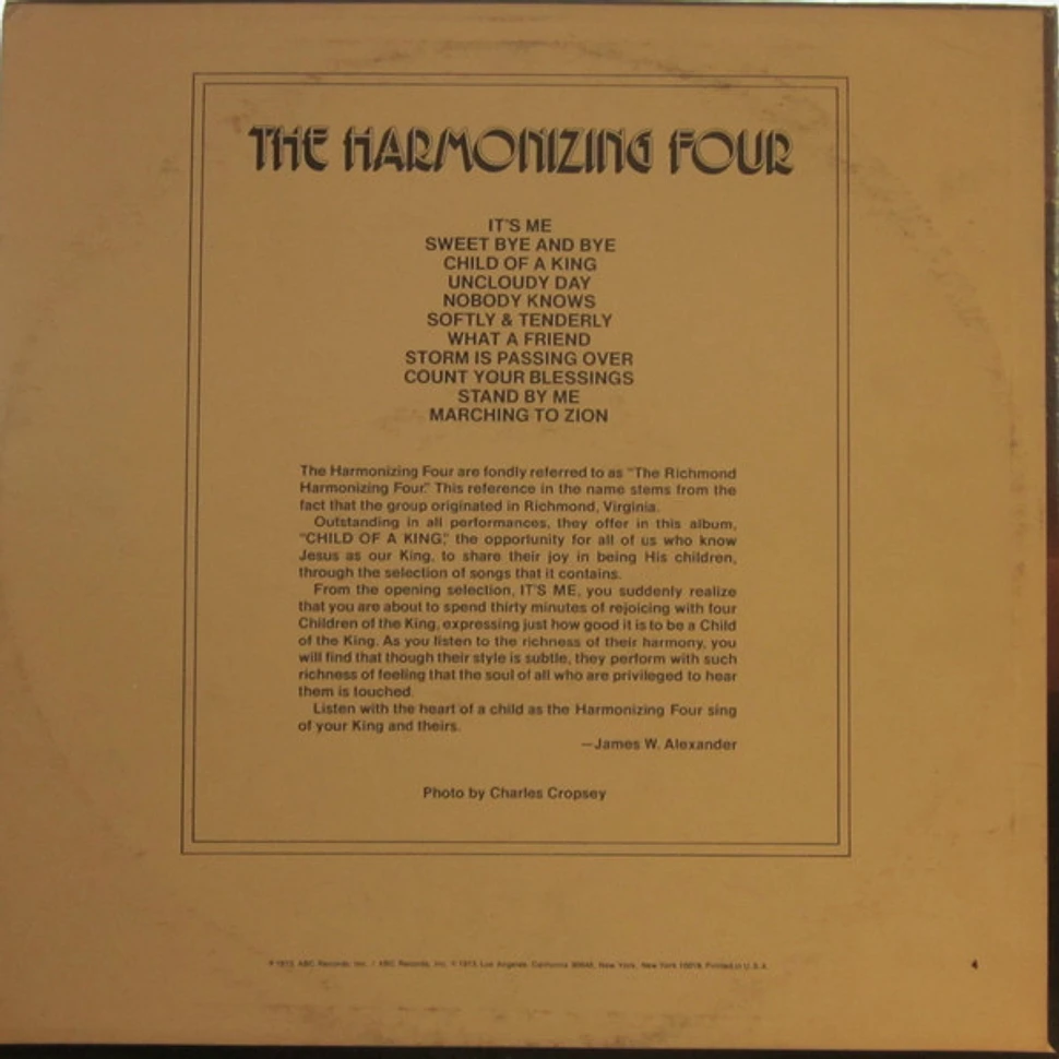 The Harmonizing Four - Child Of The King - Vinyl LP - 1973 - US ...