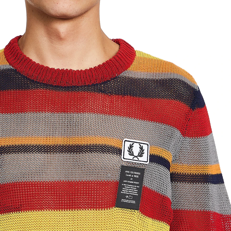 Fred Perry x Art Comes First - Striped Open Knit Crew Neck Tee