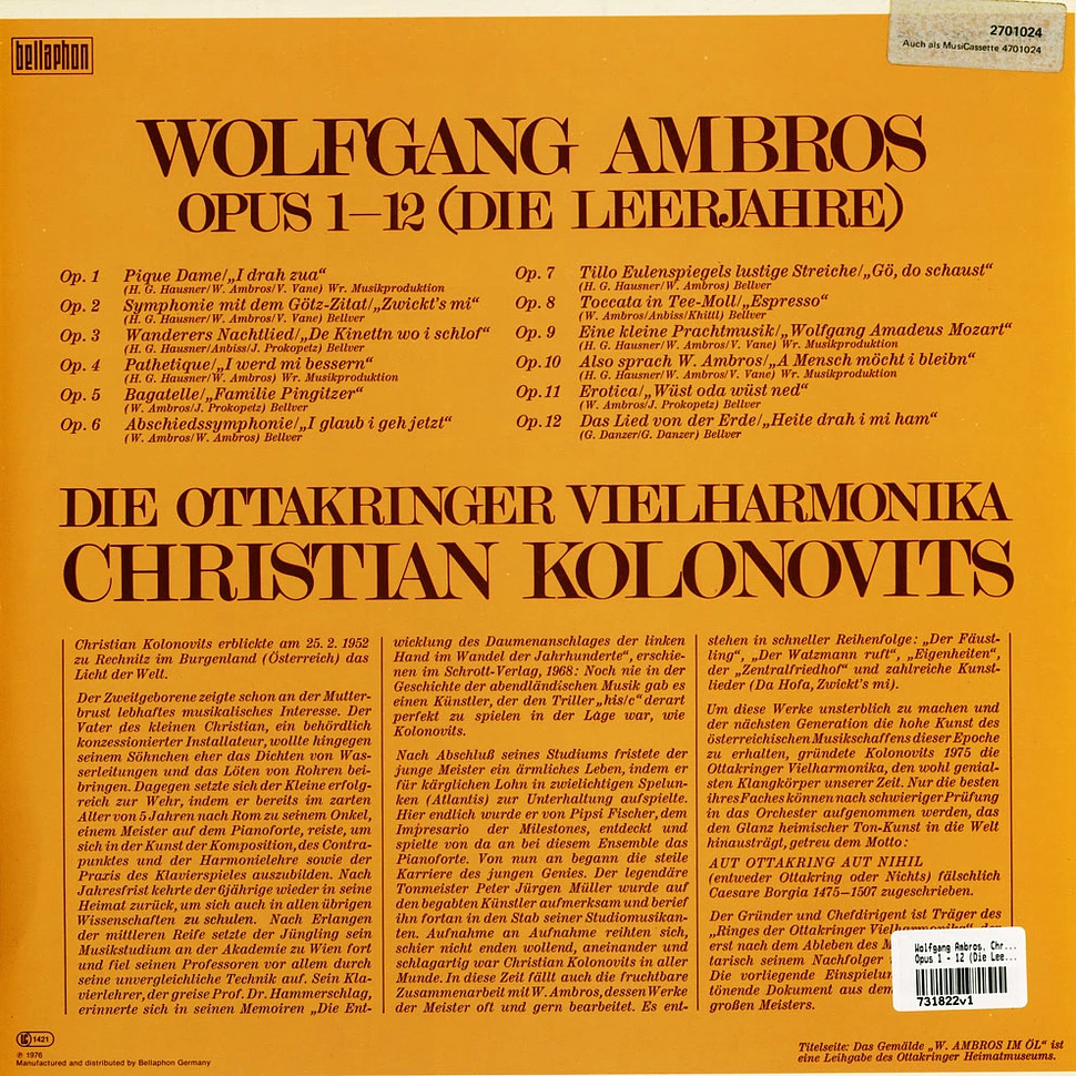 Wolfgang Ambros, Christian Kolonovits, Ottakringer Vielharmonika - Opus 1 - 12 (Die Leerjahre)