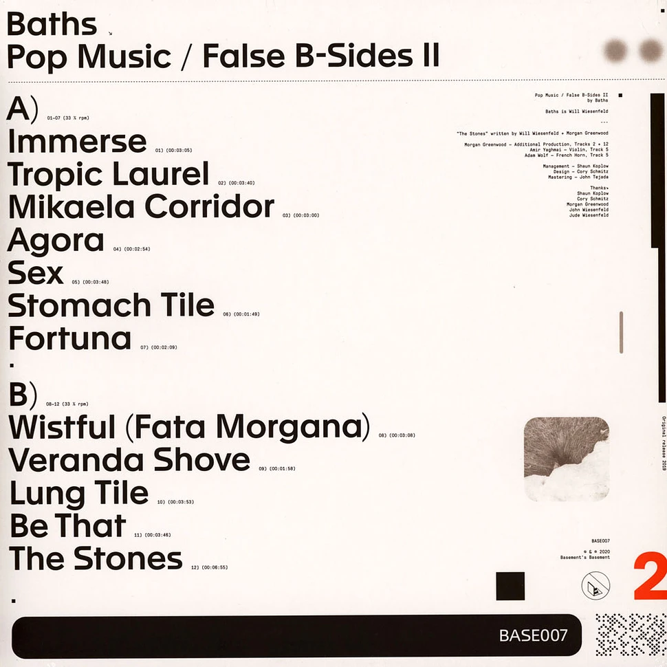 Baths - Pop Music / False B-Sides II Black Vinyl Edition