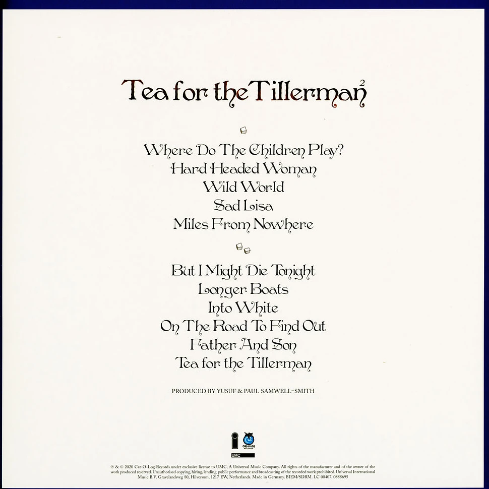 Yusuf (Cat Stevens) - Tea For The Tillerman 2 Black Vinyl Edition