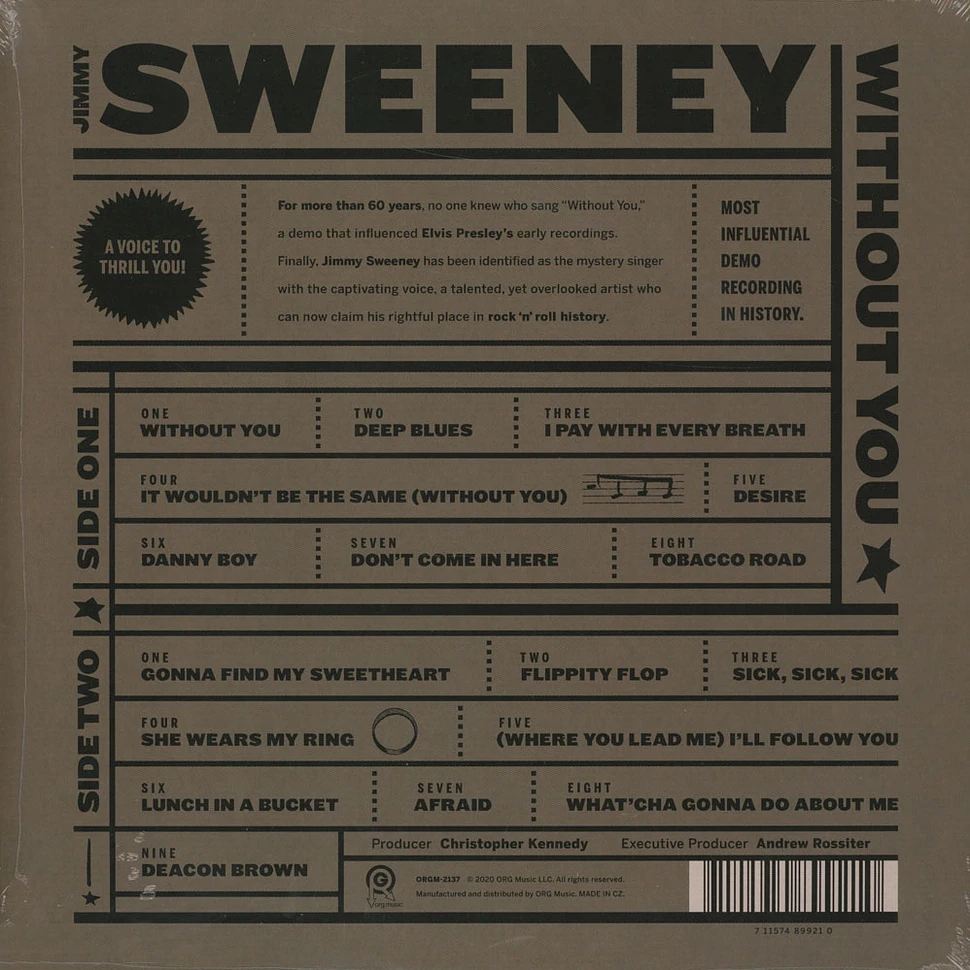 Jimmy Sweeney - Without You Record Store Day 2020 Edition