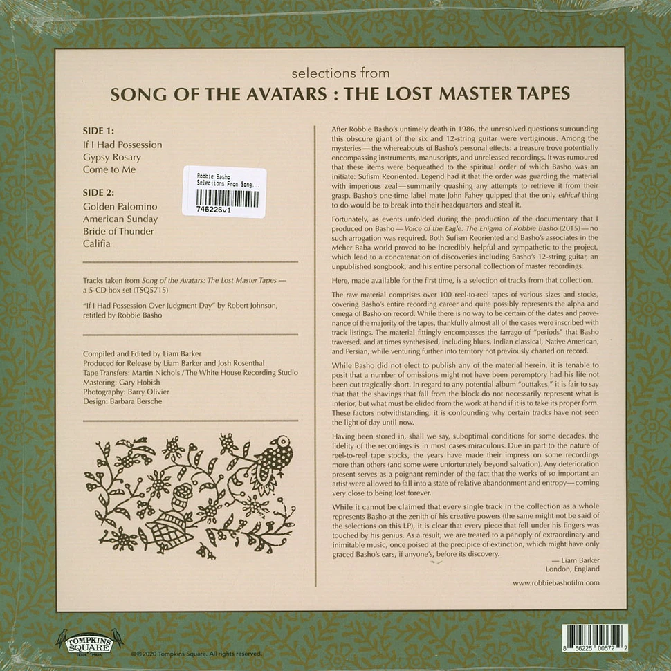 Robbie Basho - Selections From Song Of The Avatars: The Lost Master Tapes Record Store Day 2020 Edition